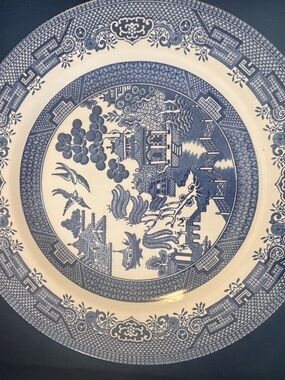 Church Hill Blue Willow Pattern Dinner Plate - Blue and Cream